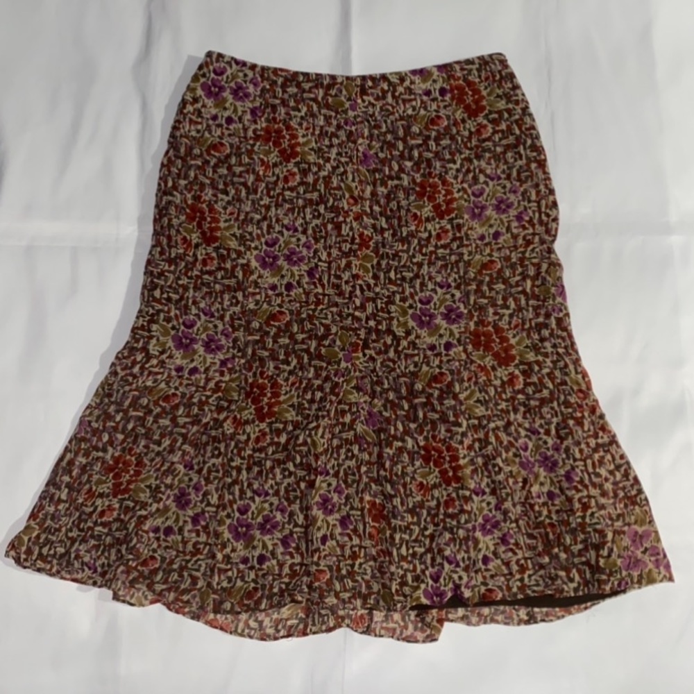 Charter Club Floral Patterned Multicolored Flowy Midi Skirt w/ Lining